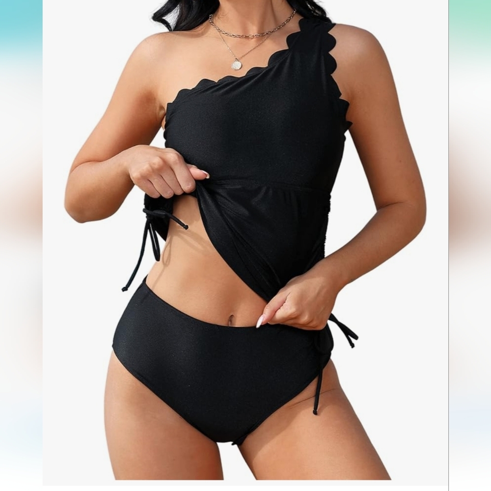 Black One-Shoulder Swimsuit XL